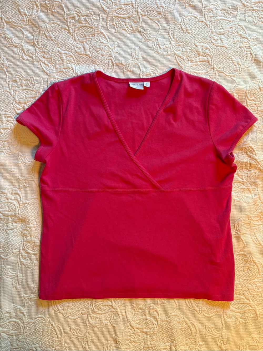 Sonoma Magenta Wrap-Style Short Sleeve Top